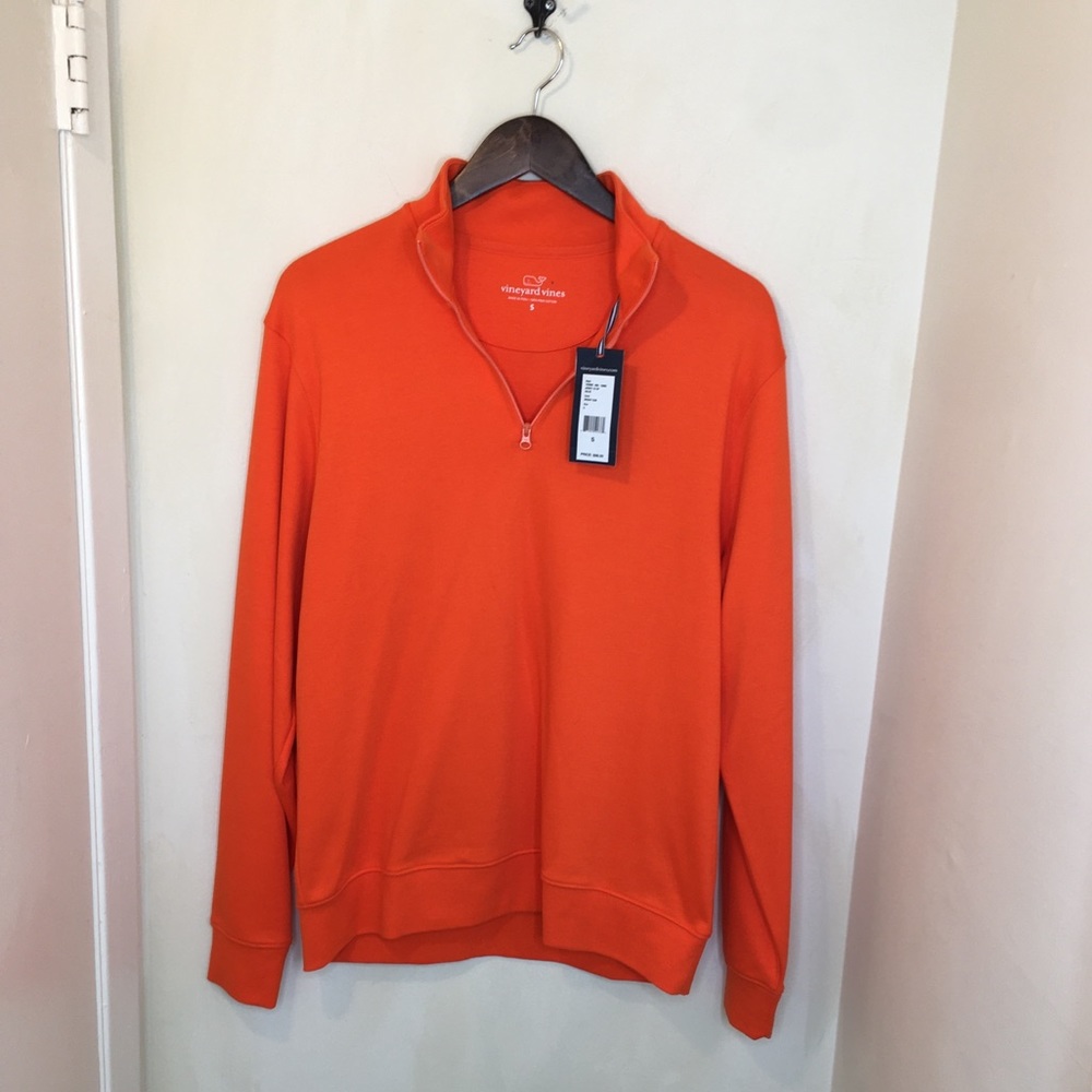 Vineyard Vines men’s orange 1/4 zip jersey size S